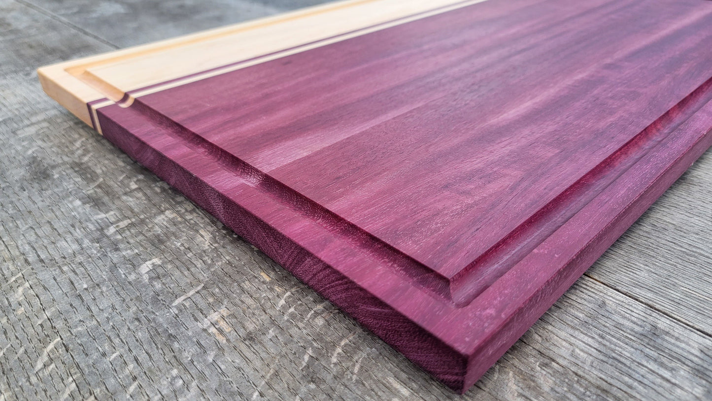 XL - 24" x 14" Meat Prep Board | Cutting | Serving | BBQ | Charcuterie | Maple/Purpleheart