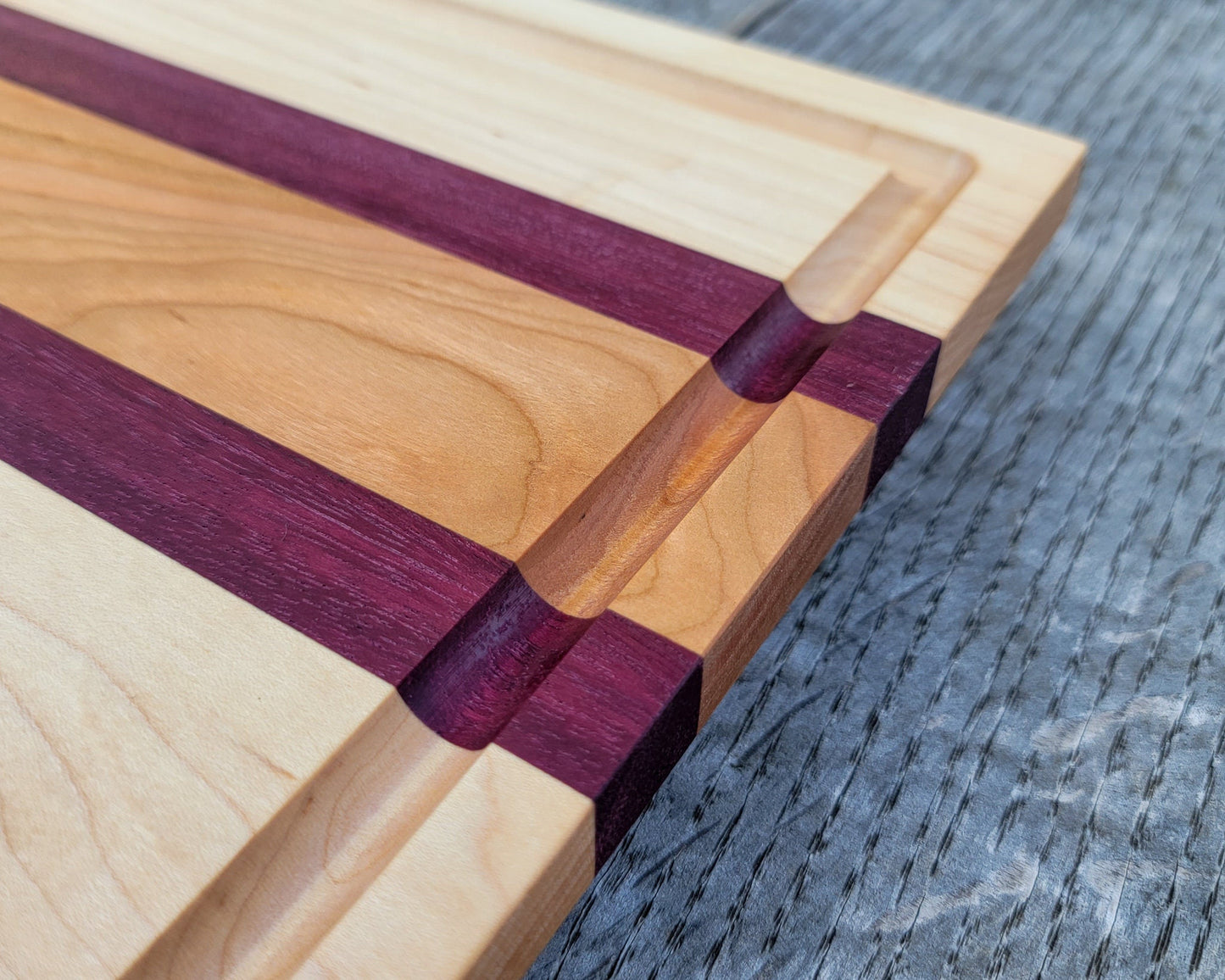 XL - 24" x 14" Meat Prep Board | Cutting | Chopping | Serving | BBQ | Charcuterie | Maple/Cherry/Purpleheart
