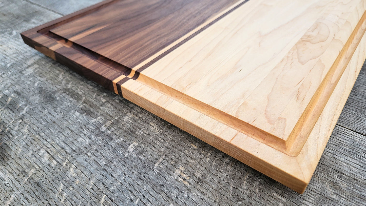 XL - 24" x 14" Meat Prep Board | Cutting | Chopping | Serving | BBQ | Charcuterie | Walnut/Maple