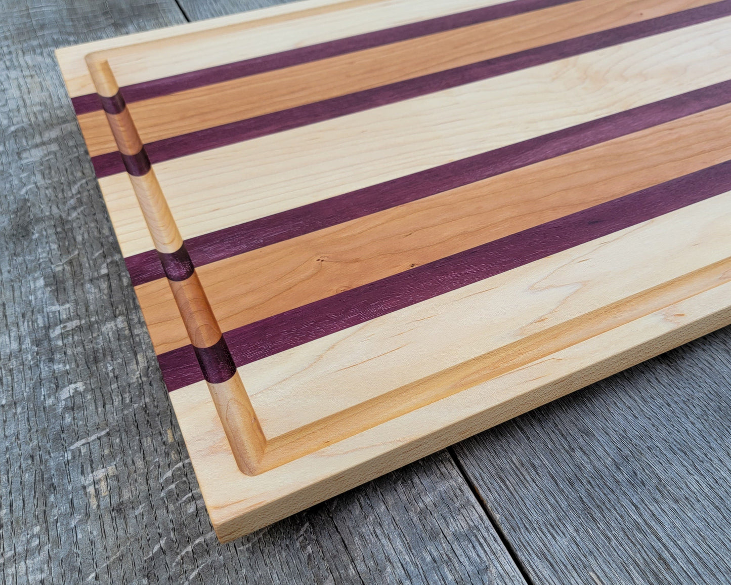 XL - 24" x 14" Meat Prep Board | Cutting | Chopping | Serving | BBQ | Charcuterie | Maple/Cherry/Purpleheart