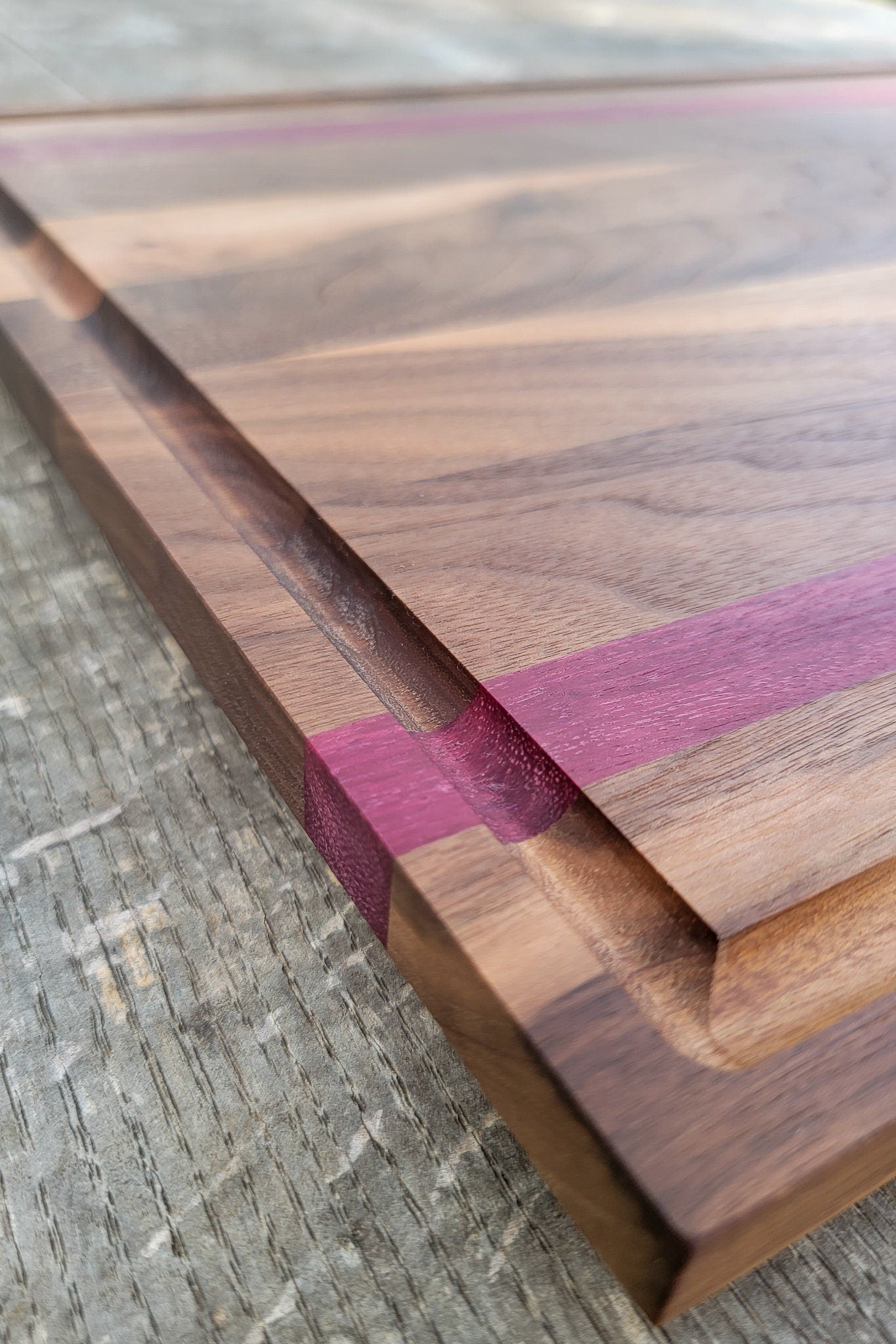 XL - 24" x 14" Meat Prep Board | Cutting | Chopping | Serving | BBQ | Charcuterie | Walnut/Purpleheart