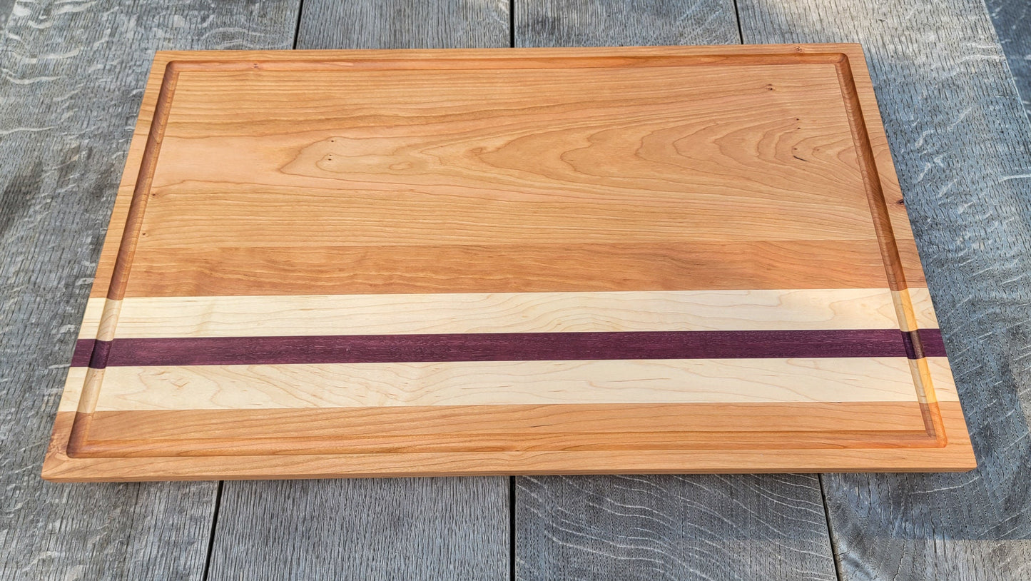 XL - 24" x 14" Meat Prep Board | Cutting | Chopping | Serving | BBQ | Charcuterie | Cherry/Maple/Purpleheart