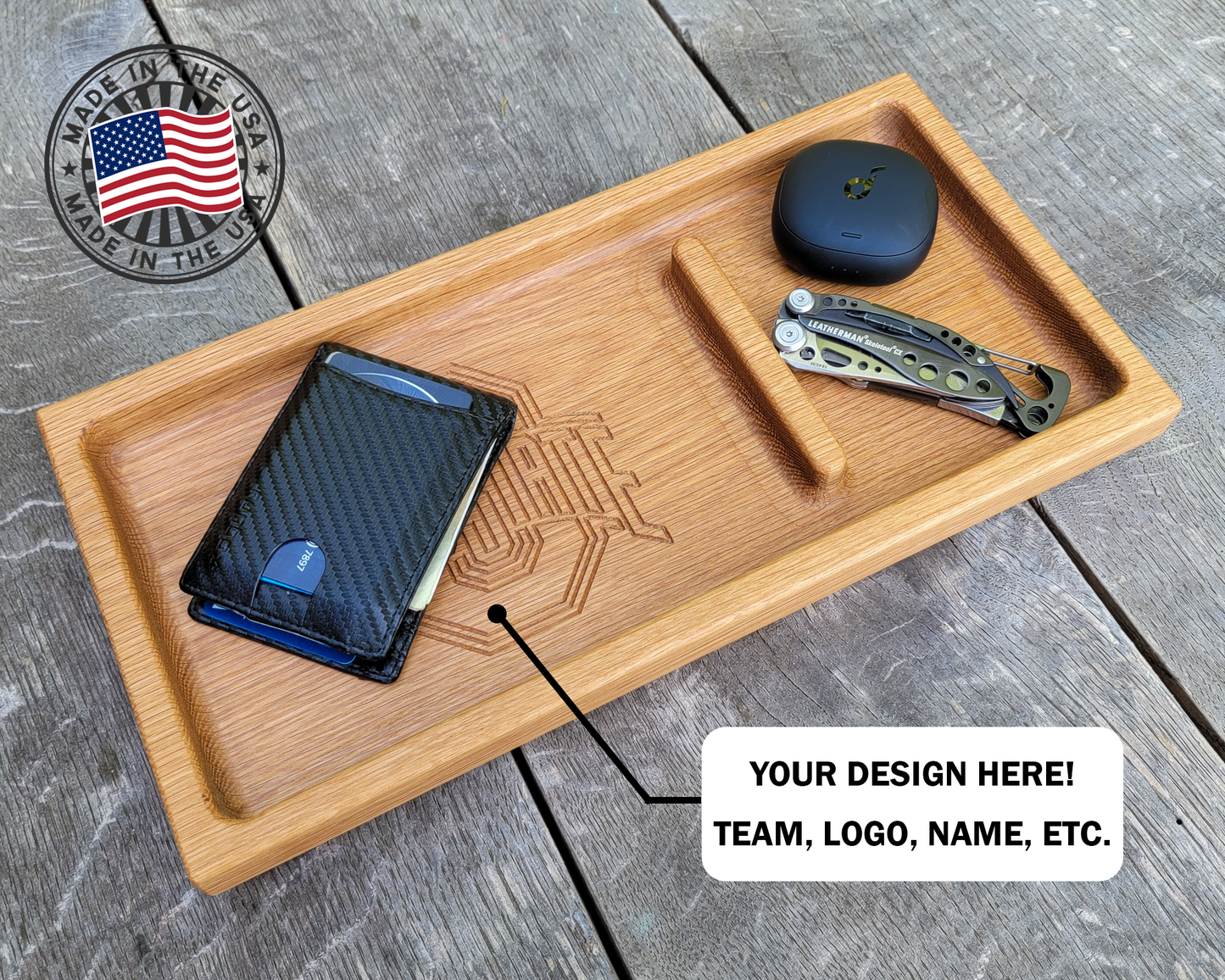 Customized Catch All Tray | Key Valet | Gift for Dad | Gift For Him | Bedside Tray | EDC Tray | Wallet Holder | Custom Engraved