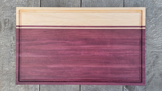 XL - 24" x 14" Meat Prep Board | Cutting | Serving | BBQ | Charcuterie | Maple/Purpleheart