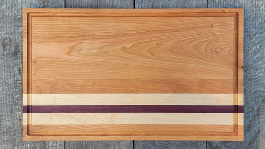 XL - 24" x 14" Meat Prep Board | Cutting | Chopping | Serving | BBQ | Charcuterie | Cherry/Maple/Purpleheart